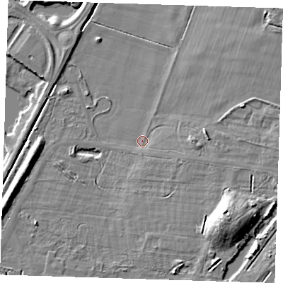 Shaded relief map of the ground around CB259RS, computed from Environment Agency LiDAR. The ground here sits at about 4 m above sea level and falls 10 m across the surrounding 800 m. Surface water reaching this point runs off ground lying to the east-south-east, 1.8 m higher.