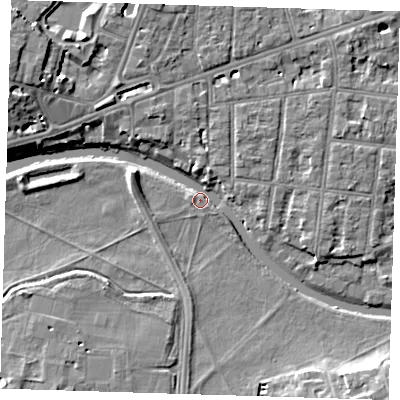 Shaded relief map of the ground around CB41HA, computed from Environment Agency LiDAR. The ground here sits at about 5 m above sea level and falls 9 m across the surrounding 800 m. Surface water reaching this point runs off ground lying to the south-east, 7.6 m higher.