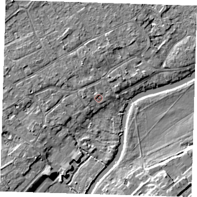 Shaded relief map of the ground around CB41NR, computed from Environment Agency LiDAR. The ground here sits at about 7 m above sea level and falls 8 m across the surrounding 800 m. Surface water reaching this point runs off ground lying to the north-west, 0.9 m higher.
