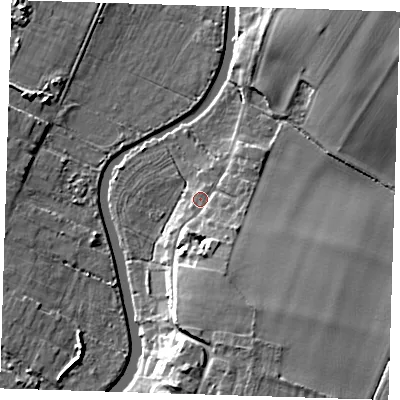 Shaded relief map of the ground around CB58SX, computed from Environment Agency LiDAR. The ground here sits at about 6 m above sea level and falls 11 m across the surrounding 800 m. Surface water reaching this point runs off ground lying to the south-south-east, 6.0 m higher.