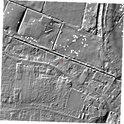 Shaded relief map of the ground around CB61JN, computed from Environment Agency LiDAR. The ground here sits at about 1 m above sea level and falls 10 m across the surrounding 800 m. Surface water reaching this point runs off ground lying to the south-south-east, 8.0 m higher.