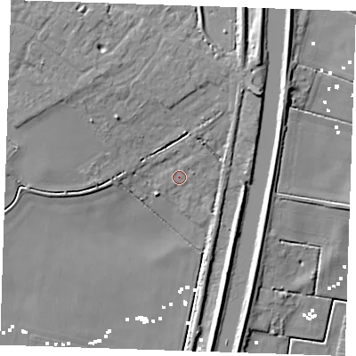 Shaded relief map of the ground around CB61LN, computed from Environment Agency LiDAR. The ground here sits at about 3 m above sea level and falls 10 m across the surrounding 800 m. Surface water reaching this point runs off ground lying to the north-north-east, 1.8 m higher.