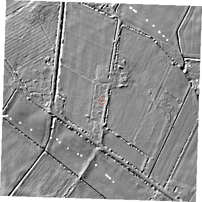 Shaded relief map of the ground around CB61RJ, computed from Environment Agency LiDAR. The ground here sits at about 3 m above sea level and falls 7 m across the surrounding 800 m. Surface water reaching this point runs off ground lying to the east-south-east, 0.9 m higher.