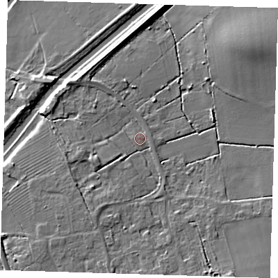 Shaded relief map of the ground around CB62AR, computed from Environment Agency LiDAR. The ground here sits at about 5 m above sea level and falls 8 m across the surrounding 800 m. Surface water reaching this point runs off ground lying to the south-south-west, 3.8 m higher.
