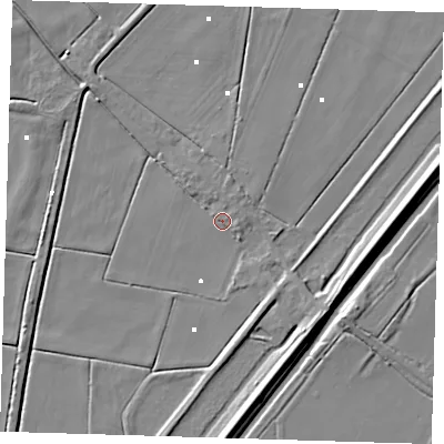 Shaded relief map of the ground around CB62BE, computed from Environment Agency LiDAR. The ground here sits at about 1 m above sea level and falls 8 m across the surrounding 800 m. Surface water reaching this point runs off ground lying to the north-north-east, 2.1 m higher.