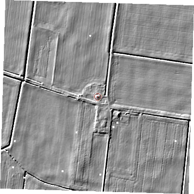 Shaded relief map of the ground around CB62BJ, computed from Environment Agency LiDAR. The ground here sits at about 1 m above sea level and falls 4 m across the surrounding 800 m. Surface water reaching this point runs off ground lying to the south-south-east, 1.3 m higher.