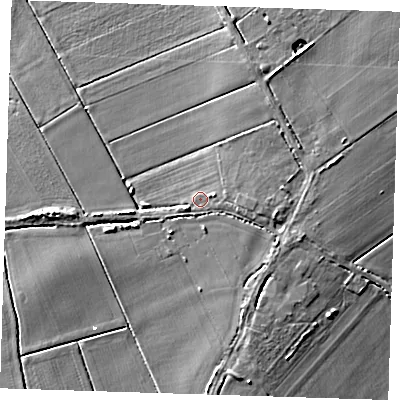 Shaded relief map of the ground around CB62DP, computed from Environment Agency LiDAR. The ground here sits at about 2 m above sea level and falls 6 m across the surrounding 800 m. Surface water reaching this point runs off ground lying to the east-south-east, 2.2 m higher.