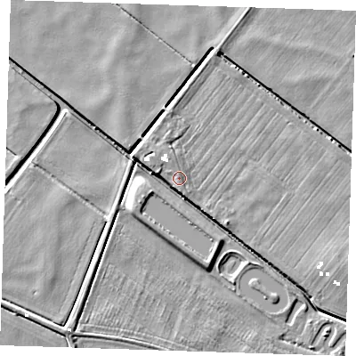 Shaded relief map of the ground around CB62EN, computed from Environment Agency LiDAR. The ground here sits at about -0 m above sea level and falls 6 m across the surrounding 800 m. Surface water reaching this point runs off ground lying to the west-north-west, 0.8 m higher.