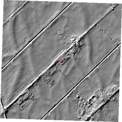 Shaded relief map of the ground around CB62ES, computed from Environment Agency LiDAR. The ground here sits at about -1 m above sea level and falls 4 m across the surrounding 800 m. Surface water reaching this point runs off ground lying to the north-east, 1.6 m higher.