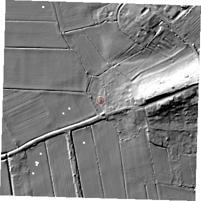 Shaded relief map of the ground around CB62NZ, computed from Environment Agency LiDAR. The ground here sits at about 2 m above sea level and falls 21 m across the surrounding 800 m. Surface water reaching this point runs off ground lying to the east, 11.4 m higher.