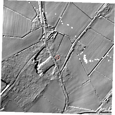 Shaded relief map of the ground around CB62UF, computed from Environment Agency LiDAR. The ground here sits at about 3 m above sea level and falls 17 m across the surrounding 800 m. Surface water reaching this point runs off ground lying to the west-south-west, 2.0 m higher.