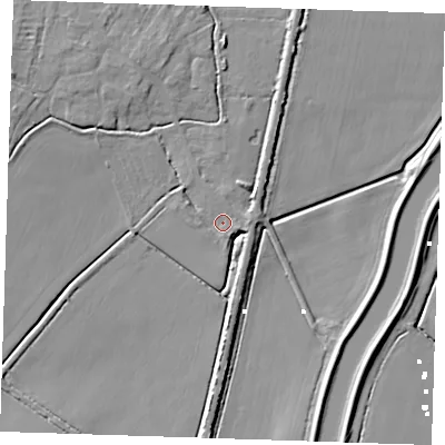 Shaded relief map of the ground around CB63HZ, computed from Environment Agency LiDAR. The ground here sits at about 3 m above sea level and falls 9 m across the surrounding 800 m. Surface water reaching this point runs off ground lying to the east, 3.4 m higher.