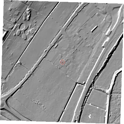 Shaded relief map of the ground around CB74EX, computed from Environment Agency LiDAR. The ground here sits at about 3 m above sea level and falls 15 m across the surrounding 800 m. Surface water reaching this point runs off ground lying to the west-north-west, 0.5 m higher.