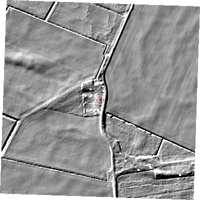 Shaded relief map of the ground around CB74ST, computed from Environment Agency LiDAR. The ground here sits at about 0 m above sea level and falls 5 m across the surrounding 800 m. Surface water reaching this point runs off ground lying to the east-south-east, 0.8 m higher.