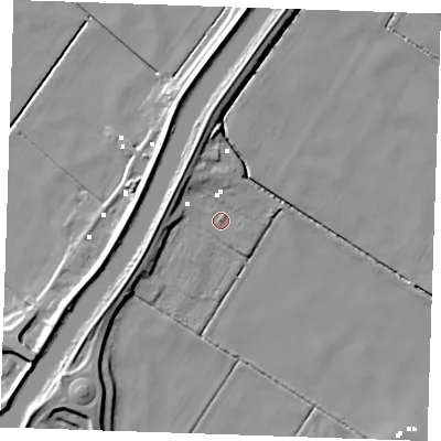 Shaded relief map of the ground around CB74TB, computed from Environment Agency LiDAR. The ground here sits at about -0 m above sea level and falls 10 m across the surrounding 800 m. Surface water reaching this point runs off ground lying to the north-west, 4.6 m higher.