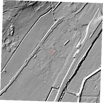 Shaded relief map of the ground around CB74ZE, computed from Environment Agency LiDAR. The ground here sits at about 3 m above sea level and falls 20 m across the surrounding 800 m. Surface water reaching this point runs off ground lying to the north-north-east, 1.1 m higher.