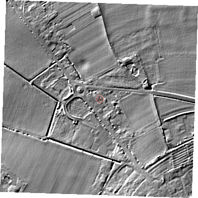 Shaded relief map of the ground around CB75DE, computed from Environment Agency LiDAR. The ground here sits at about 5 m above sea level and falls 8 m across the surrounding 800 m. Surface water reaching this point runs off ground lying to the east, 3.0 m higher.