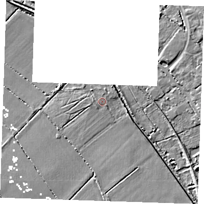 Shaded relief map of the ground around CB75EW, computed from Environment Agency LiDAR. The ground here sits at about 3 m above sea level and falls 10 m across the surrounding 800 m. Surface water reaching this point runs off ground lying to the north-east, 0.8 m higher.