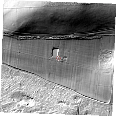 Shaded relief map of the ground around CB88DZ, computed from Environment Agency LiDAR. The ground here sits at about 51 m above sea level and falls 47 m across the surrounding 800 m. Surface water reaching this point runs off ground lying to the north-north-east, 35.3 m higher.