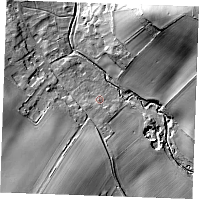 Shaded relief map of the ground around CB88SE, computed from Environment Agency LiDAR. The ground here sits at about 39 m above sea level and falls 45 m across the surrounding 800 m. Surface water reaching this point runs off ground lying to the south-south-west, 17.6 m higher.