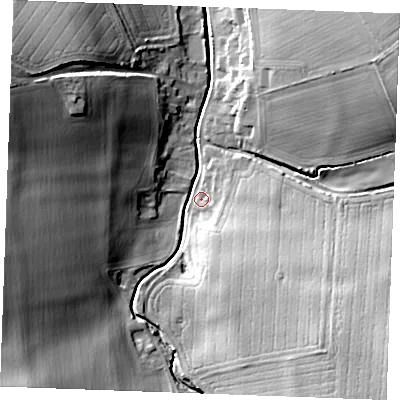 Shaded relief map of the ground around CB88TH, computed from Environment Agency LiDAR. The ground here sits at about 48 m above sea level and falls 27 m across the surrounding 800 m. Surface water reaching this point runs off ground lying to the south-east, 26.0 m higher.