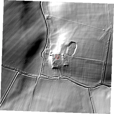 Shaded relief map of the ground around CB89WA, computed from Environment Agency LiDAR. The ground here sits at about 81 m above sea level and falls 20 m across the surrounding 800 m. Surface water reaching this point runs off ground lying to the east-north-east, 3.1 m higher.