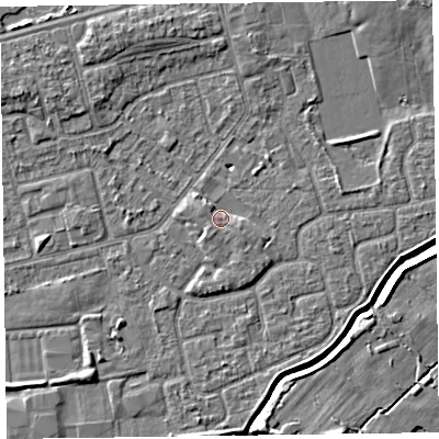 Shaded relief map of the ground around CH462PQ, computed from Environment Agency LiDAR. The ground here sits at about 5 m above sea level and falls 5 m across the surrounding 800 m. Surface water reaching this point runs off ground lying to the south-south-west, 1.4 m higher.