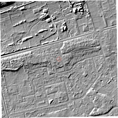Shaded relief map of the ground around CH462RW, computed from Environment Agency LiDAR. The ground here sits at about 6 m above sea level and falls 11 m across the surrounding 800 m. Surface water reaching this point runs off ground lying to the north-east, 0.9 m higher.