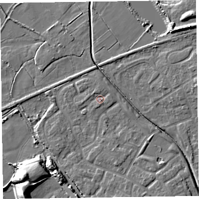 Shaded relief map of the ground around CH466FD, computed from Environment Agency LiDAR. The ground here sits at about 6 m above sea level and falls 15 m across the surrounding 800 m. Surface water reaching this point runs off ground lying to the south-east, 3.9 m higher.