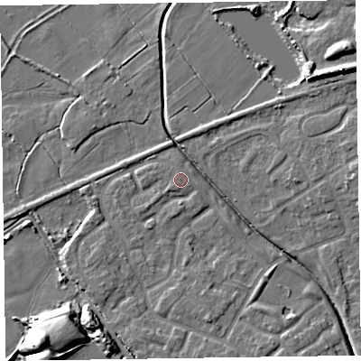 Shaded relief map of the ground around CH466HZ, computed from Environment Agency LiDAR. The ground here sits at about 6 m above sea level and falls 15 m across the surrounding 800 m. Surface water reaching this point runs off ground lying to the south-west, 0.7 m higher.