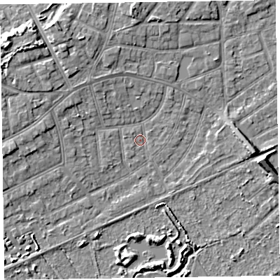 Shaded relief map of the ground around CH470NN, computed from Environment Agency LiDAR. The ground here sits at about 5 m above sea level and falls 7 m across the surrounding 800 m. Surface water reaching this point runs off ground lying to the north-west, 4.5 m higher.