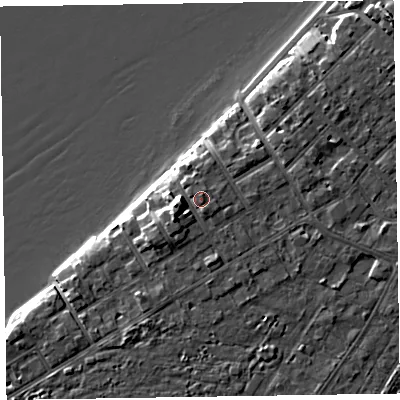 Shaded relief map of the ground around CH471HD, computed from Environment Agency LiDAR. The ground here sits at about 11 m above sea level and falls 13 m across the surrounding 800 m. Surface water reaching this point runs off ground lying to the west-south-west, 5.9 m higher.