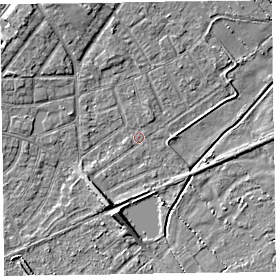 Shaded relief map of the ground around CH478XN, computed from Environment Agency LiDAR. The ground here sits at about 5 m above sea level and falls 6 m across the surrounding 800 m. Surface water reaching this point runs off ground lying to the north-north-west, 4.0 m higher.