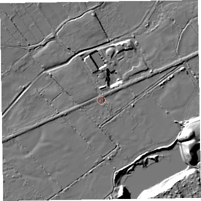 Shaded relief map of the ground around CH478XS, computed from Environment Agency LiDAR. The ground here sits at about 5 m above sea level and falls 18 m across the surrounding 800 m. Surface water reaching this point runs off ground lying to the north, 1.0 m higher.