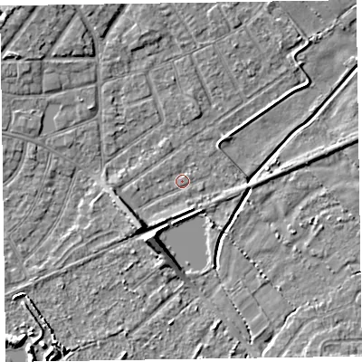 Shaded relief map of the ground around CH478XY, computed from Environment Agency LiDAR. The ground here sits at about 5 m above sea level and falls 6 m across the surrounding 800 m. Surface water reaching this point runs off ground lying to the south-west, 5.2 m higher.