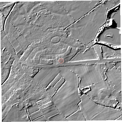Shaded relief map of the ground around CH479RB, computed from Environment Agency LiDAR. The ground here sits at about 6 m above sea level and falls 12 m across the surrounding 800 m. Surface water reaching this point runs off ground lying to the north-east, 0.8 m higher.