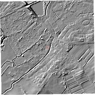 Shaded relief map of the ground around CH479RJ, computed from Environment Agency LiDAR. The ground here sits at about 5 m above sea level and falls 6 m across the surrounding 800 m. Surface water reaching this point runs off ground lying to the south-west, 1.0 m higher.