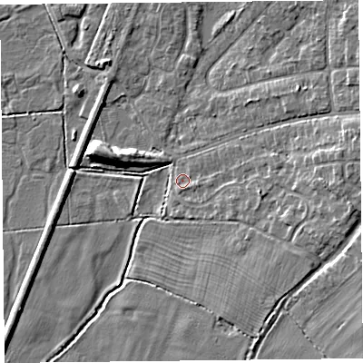 Shaded relief map of the ground around CH47NG, computed from Environment Agency LiDAR. The ground here sits at about 5 m above sea level and falls 7 m across the surrounding 800 m. Surface water reaching this point runs off ground lying to the east, 5.1 m higher.