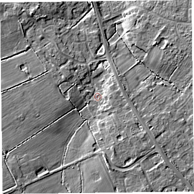 Shaded relief map of the ground around CH662GX, computed from Environment Agency LiDAR. The ground here sits at about 31 m above sea level and falls 7 m across the surrounding 800 m. Surface water reaching this point runs off ground lying to the south, 4.9 m higher.