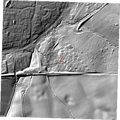 Shaded relief map of the ground around CM166DY, computed from Environment Agency LiDAR. The ground here sits at about 85 m above sea level and falls 25 m across the surrounding 800 m. Surface water reaching this point runs off ground lying to the east-south-east, 10.3 m higher.