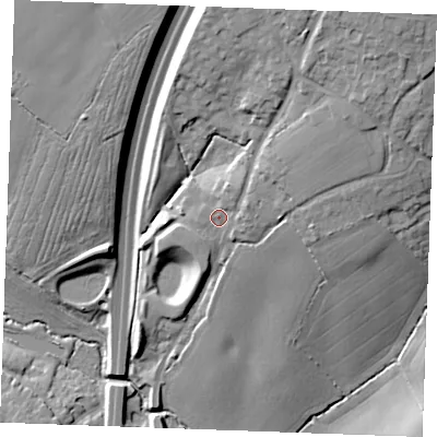 Shaded relief map of the ground around CM31ND, computed from Environment Agency LiDAR. The ground here sits at about 55 m above sea level and falls 25 m across the surrounding 800 m. Surface water reaching this point runs off ground lying to the north-north-east, 10.1 m higher.