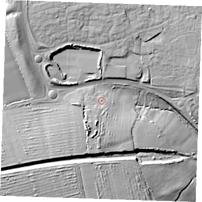 Shaded relief map of the ground around CM61SG, computed from Environment Agency LiDAR. The ground here sits at about 85 m above sea level and falls 26 m across the surrounding 800 m. Surface water reaching this point runs off ground lying to the south-south-west, 7.3 m higher.