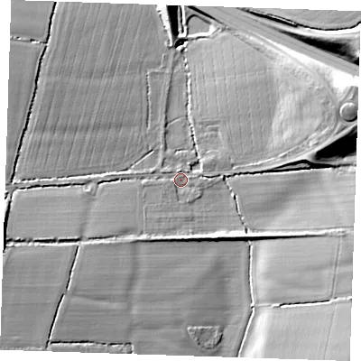 Shaded relief map of the ground around CM61SN, computed from Environment Agency LiDAR. The ground here sits at about 86 m above sea level and falls 16 m across the surrounding 800 m. Surface water reaching this point runs off ground lying to the west-south-west, 8.7 m higher.