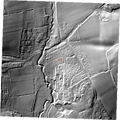 Shaded relief map of the ground around CM62AL, computed from Environment Agency LiDAR. The ground here sits at about 56 m above sea level and falls 28 m across the surrounding 800 m. Surface water reaching this point runs off ground lying to the south-east, 12.7 m higher.