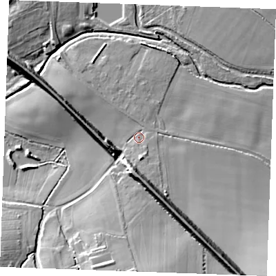 Shaded relief map of the ground around CO94BD, computed from Environment Agency LiDAR. The ground here sits at about 55 m above sea level and falls 19 m across the surrounding 800 m. Surface water reaching this point runs off ground lying to the south-east, 15.0 m higher.