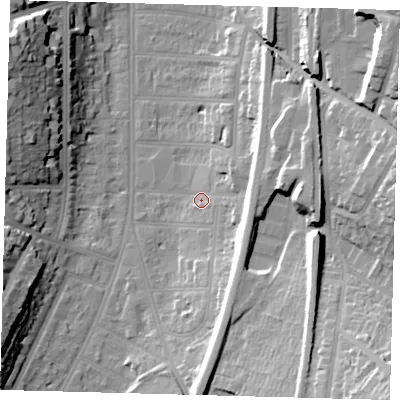 Shaded relief map of the ground around CR26HG, computed from Environment Agency LiDAR. The ground here sits at about 55 m above sea level and falls 35 m across the surrounding 800 m. Surface water reaching this point runs off ground lying to the south-east, 32.7 m higher.