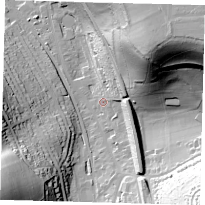 Shaded relief map of the ground around CR30ET, computed from Environment Agency LiDAR. The ground here sits at about 94 m above sea level and falls 81 m across the surrounding 800 m. Surface water reaching this point runs off ground lying to the north-east, 74.4 m higher.
