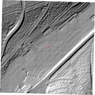 Shaded relief map of the ground around CR82BN, computed from Environment Agency LiDAR. The ground here sits at about 62 m above sea level and falls 47 m across the surrounding 800 m. Surface water reaching this point runs off ground lying to the west-south-west, 1.1 m higher.