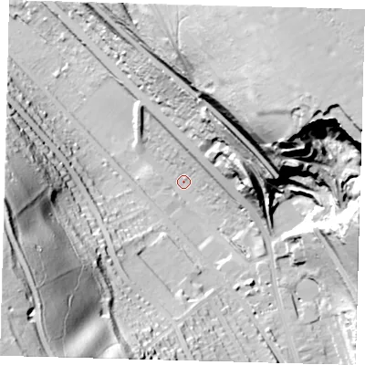Shaded relief map of the ground around CR85BS, computed from Environment Agency LiDAR. The ground here sits at about 86 m above sea level and falls 80 m across the surrounding 800 m. Surface water reaching this point runs off ground lying to the north-east, 10.2 m higher.