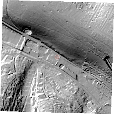 Shaded relief map of the ground around CR85GE, computed from Environment Agency LiDAR. The ground here sits at about 81 m above sea level and falls 72 m across the surrounding 800 m. Surface water reaching this point runs off ground lying to the north-east, 61.4 m higher.